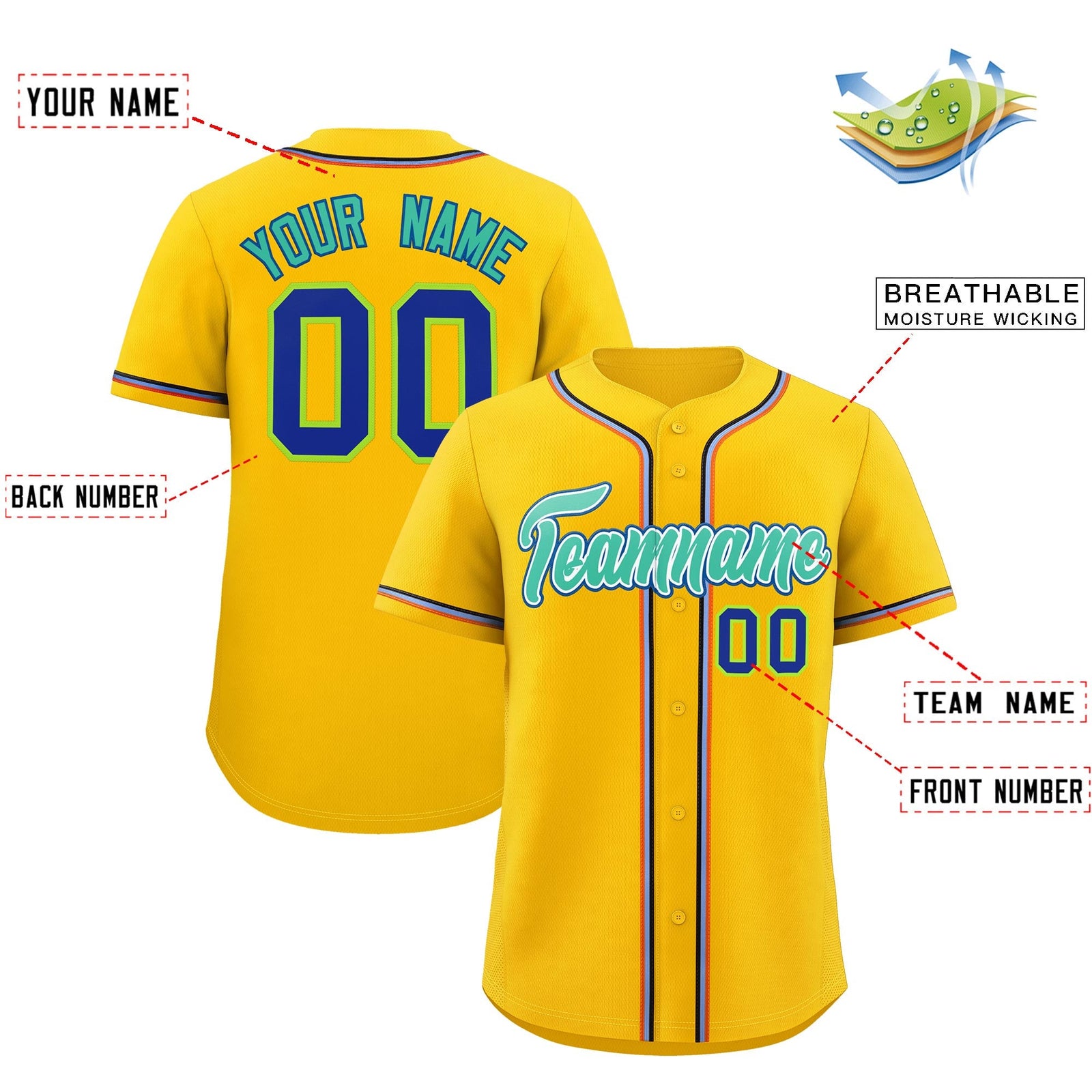 Custom Yellow Classic Style Stitched Sports Uniform Personalized For Teams Quick Dry Baseball Jersey| KXKSHOP