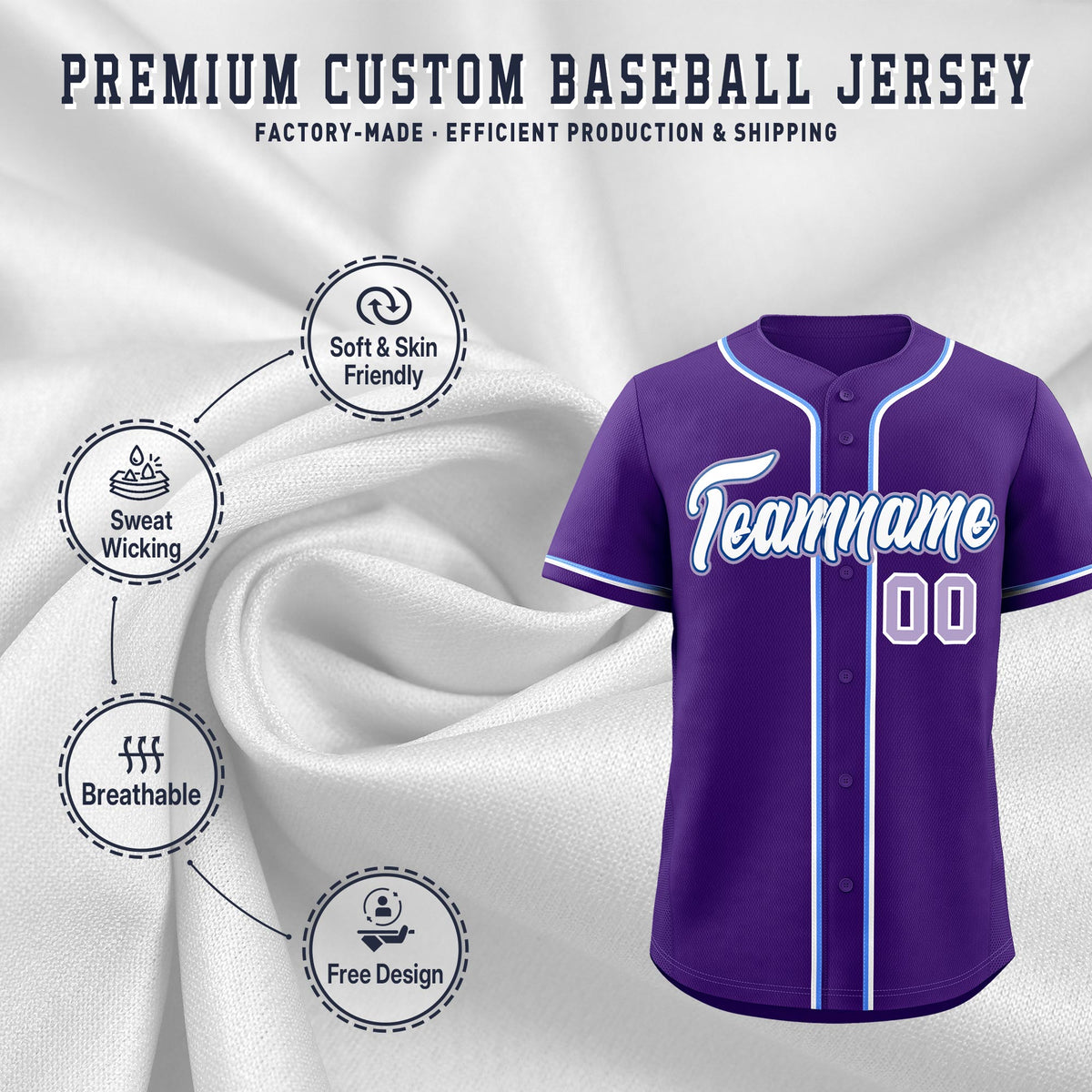 Custom Purple Classic Style Stitched Sports Uniform Personalized For Teams Lightweight Baseball Jersey| KXKSHOP