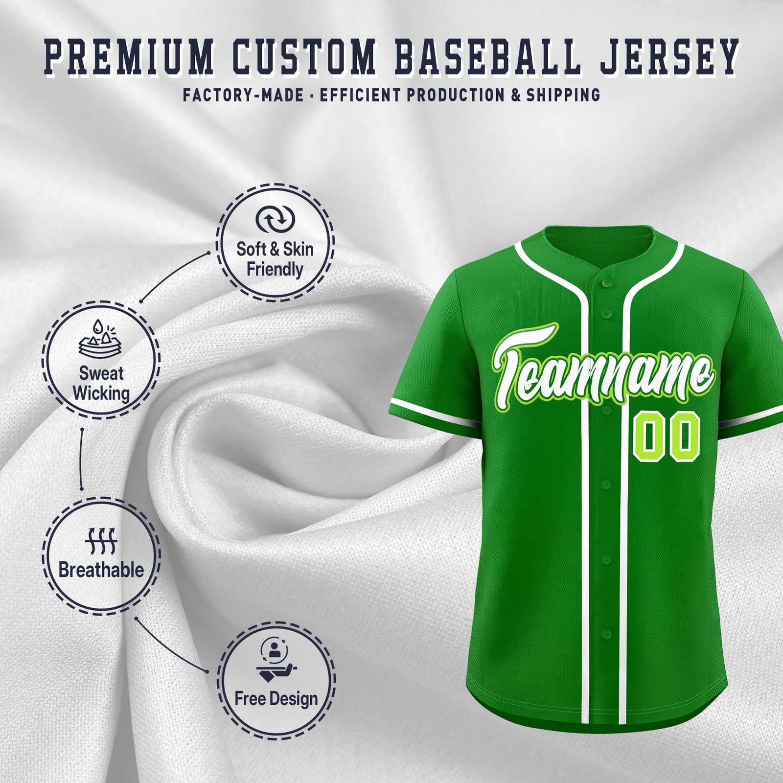 Custom Kelly Green Classic Style Stitched Sports Uniform Personalized For Teams Lightweight Baseball Jersey| KXKSHOP