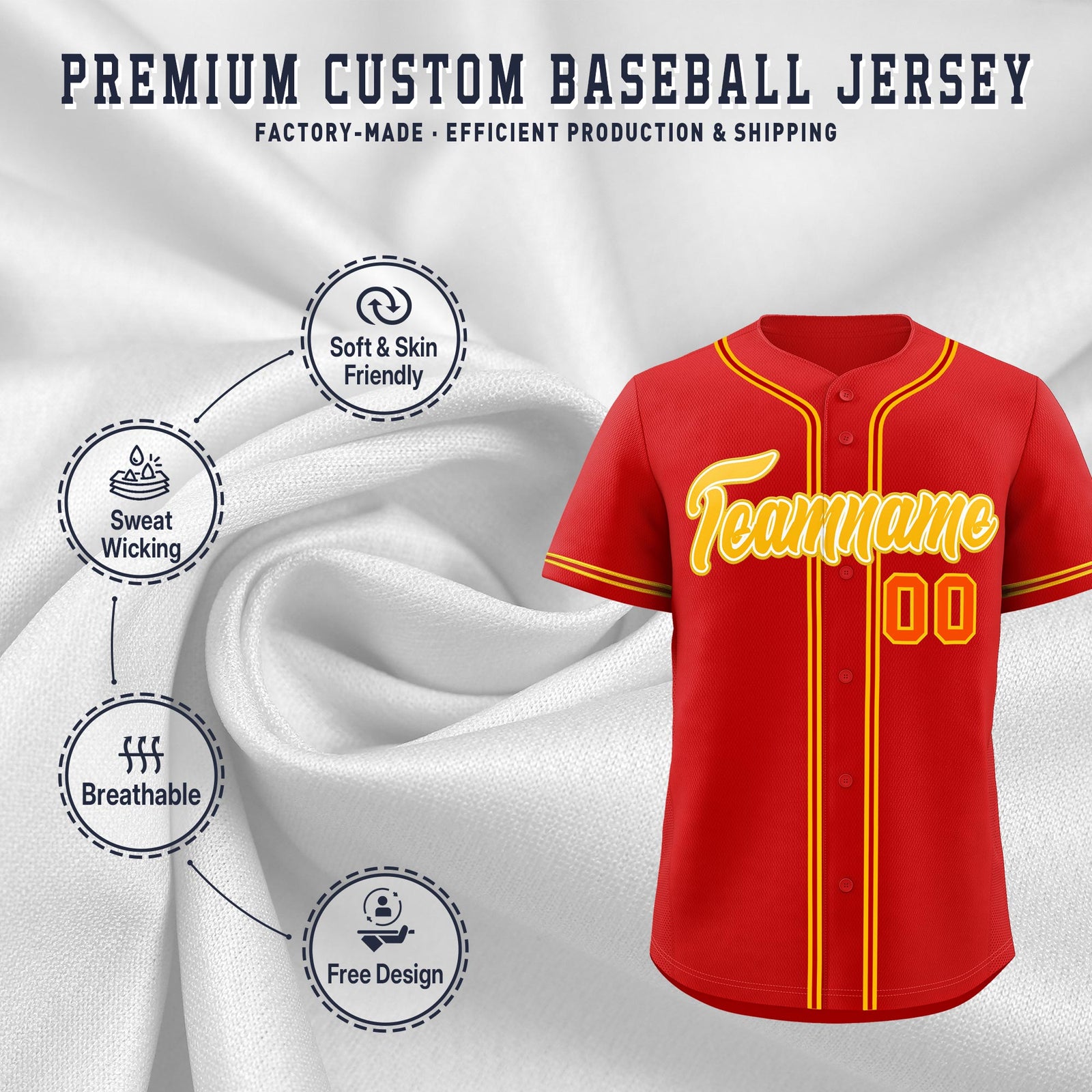 Custom Red Classic Style Stitched Sports Uniform Personalized For Teams Lightweight Baseball Jersey| KXKSHOP