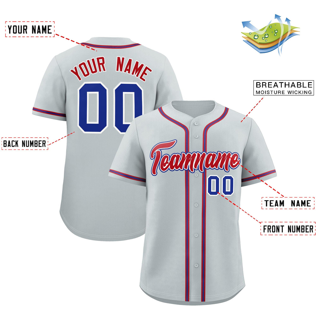 Custom Silver Classic Style Stitched Sports Uniform Personalized For Teams Quick Dry Baseball Jersey| KXKSHOP