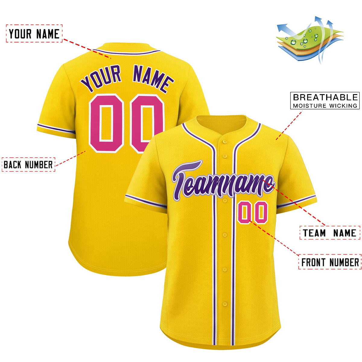 Custom Gold Classic Style Stitched Sports Uniform Personalized For Teams Lightweight Baseball Jersey| KXKSHOP
