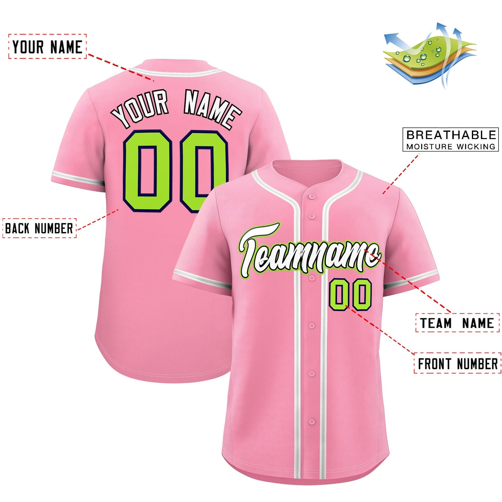 Custom Light Pink Classic Style Stitched Sports Uniform Personalized For Teams Quick Dry Baseball Jersey| KXKSHOP