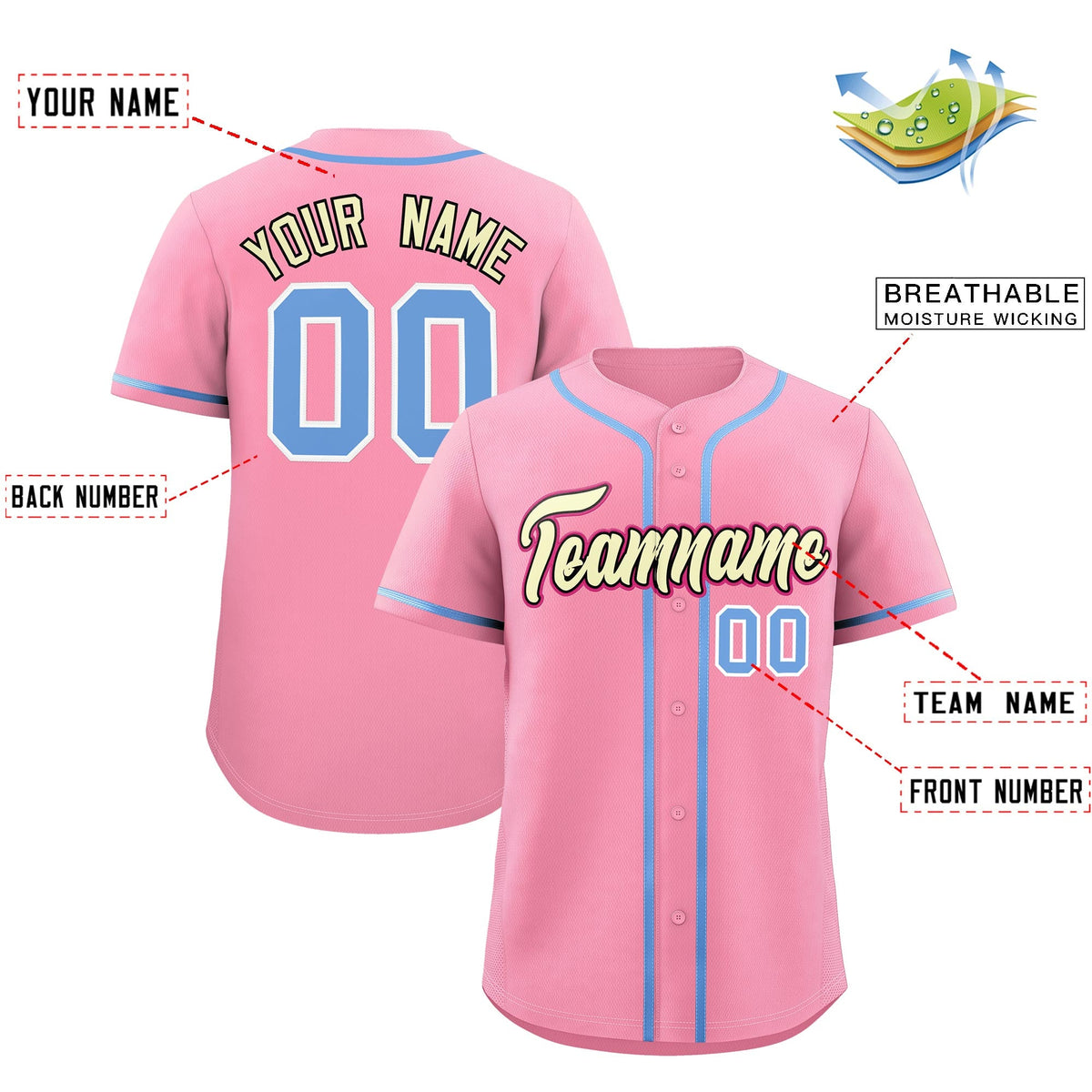 Custom Light Pink Classic Style Stitched Sports Uniform Personalized For Teams Lightweight Baseball Jersey| KXKSHOP