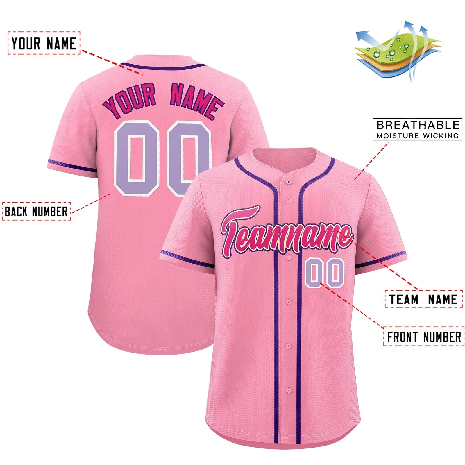 Custom Light Pink Classic Style Stitched Sports Uniform Personalized For Teams Lightweight Baseball Jersey| KXKSHOP