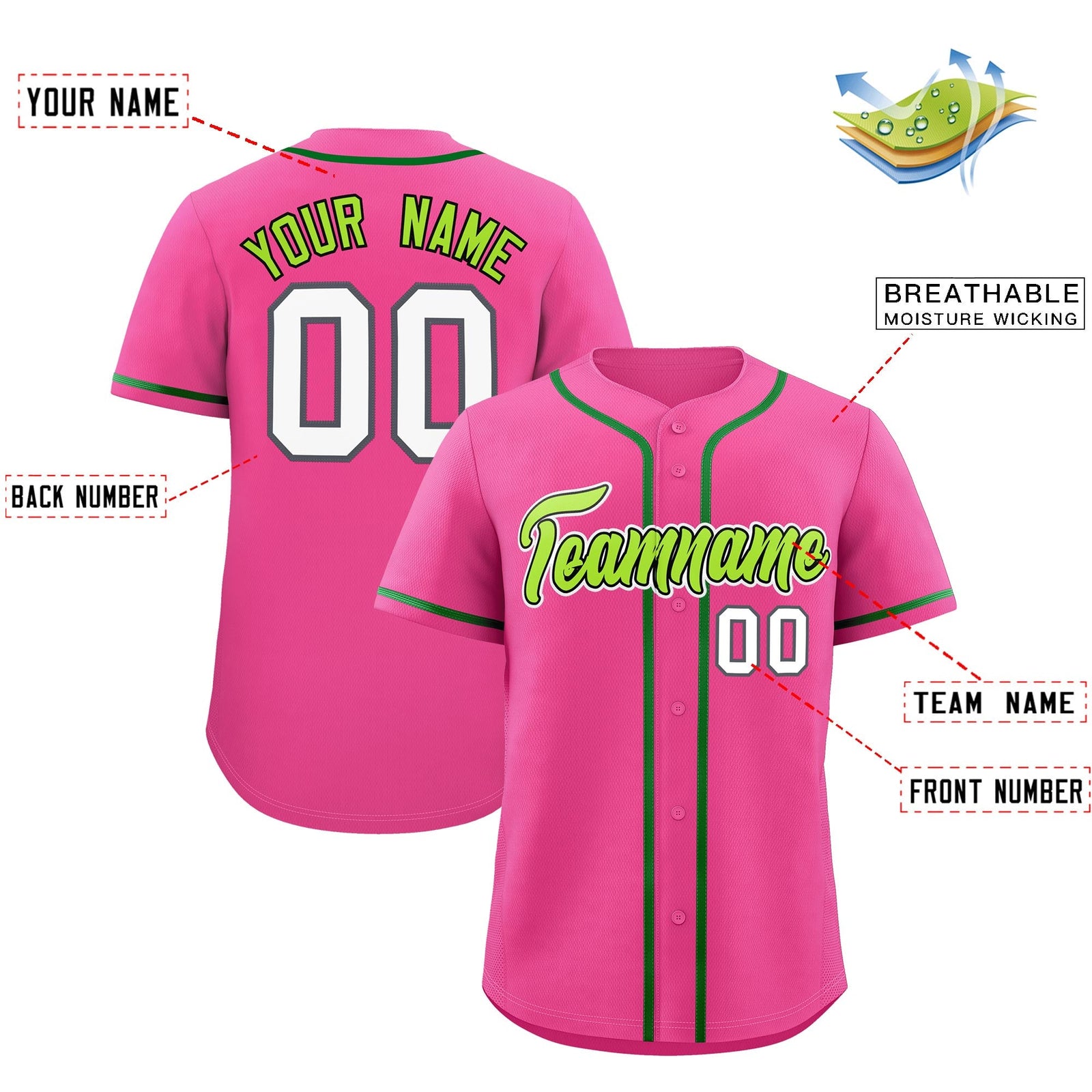 Custom Pink Classic Style Stitched Sports Uniform Personalized For Teams Quick Dry Baseball Jersey| KXKSHOP