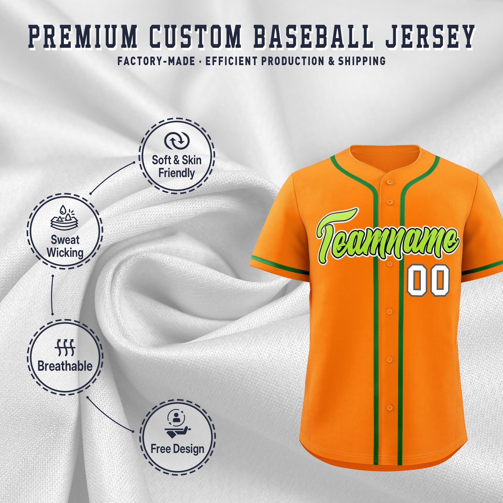 Custom Orange Classic Style Stitched Sports Uniform Personalized For Teams Lightweight Baseball Jersey| KXKSHOP
