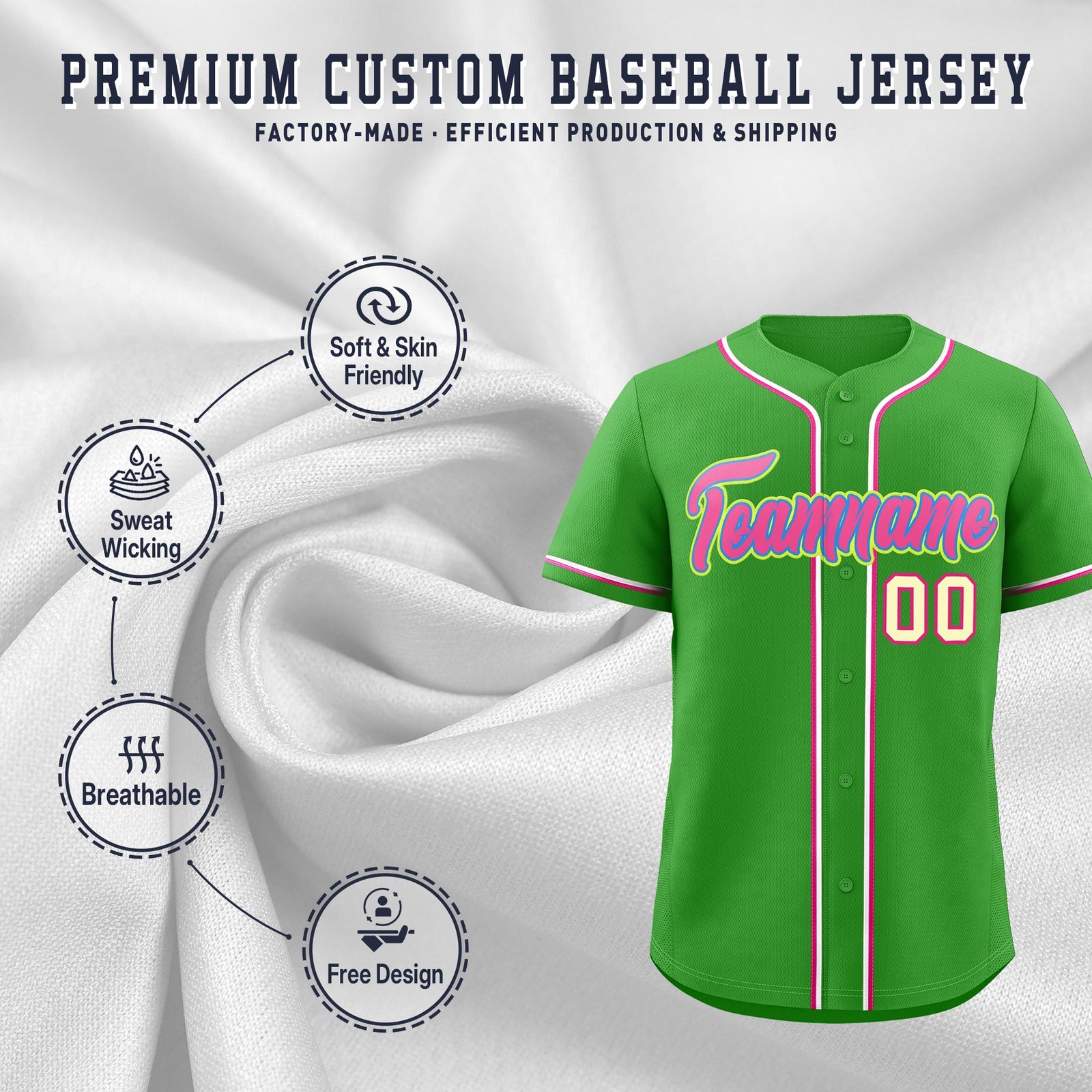 Custom Light Green Classic Style Stitched Sports Uniform Personalized For Teams Quick Dry Baseball Jersey| KXKSHOP