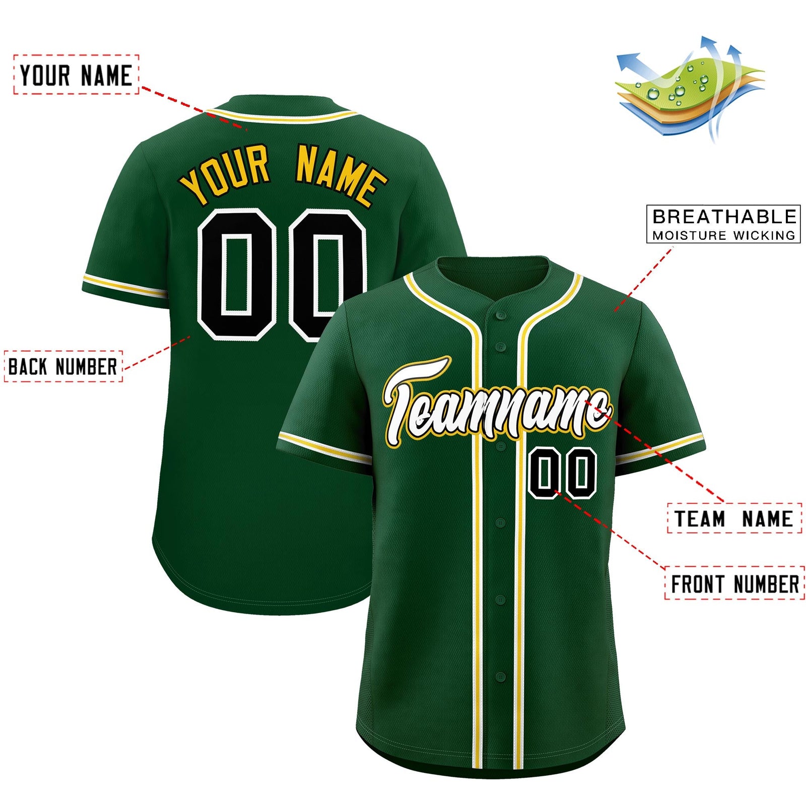 Custom Green Classic Style Stitched Sports Uniform Personalized For Teams Quick Dry Baseball Jersey| KXKSHOP