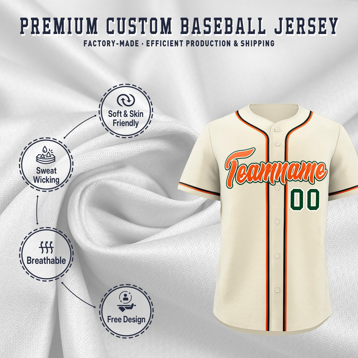 Custom Cream Classic Style Stitched Sports Uniform Personalized For Teams Lightweight Baseball Jersey| KXKSHOP
