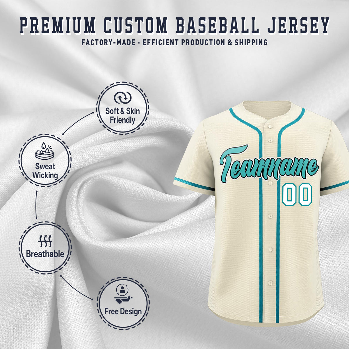 Custom Cream Classic Style Stitched Sports Uniform Personalized For Teams Lightweight Baseball Jersey| KXKSHOP