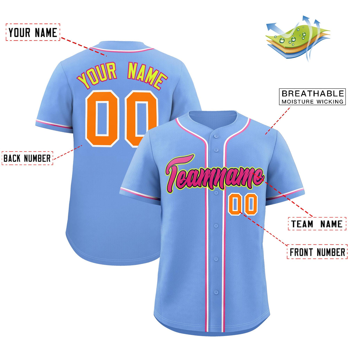 Custom Light Blue Classic Style Stitched Sports Uniform Personalized For Teams Lightweight Baseball Jersey| KXKSHOP