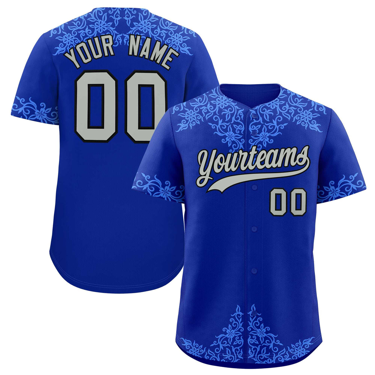 Custom Royal Powder Blue Baroque Style Personalized Baseball Jersey