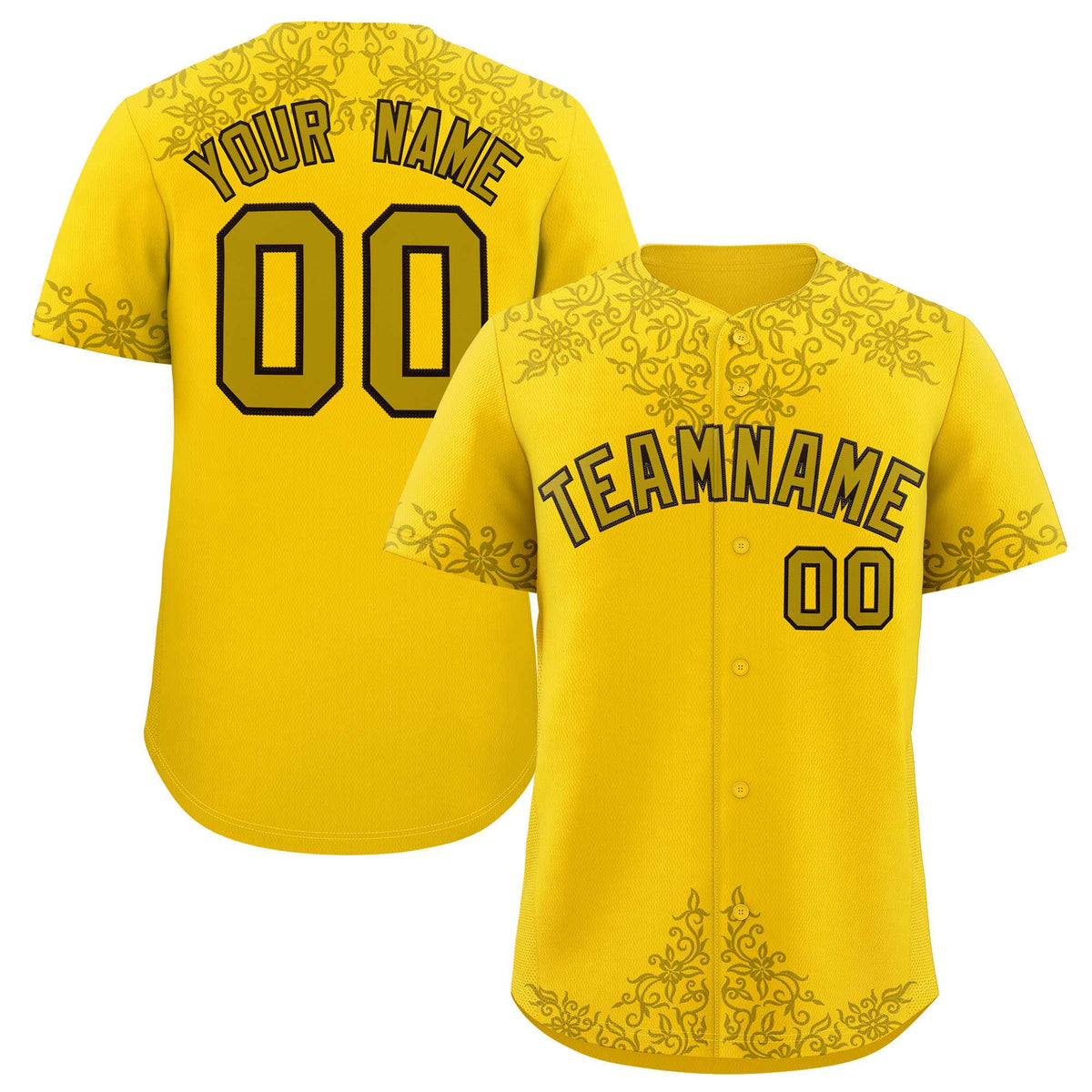 Custom Gold Old Gold Baroque Style Personalized Baseball Jersey