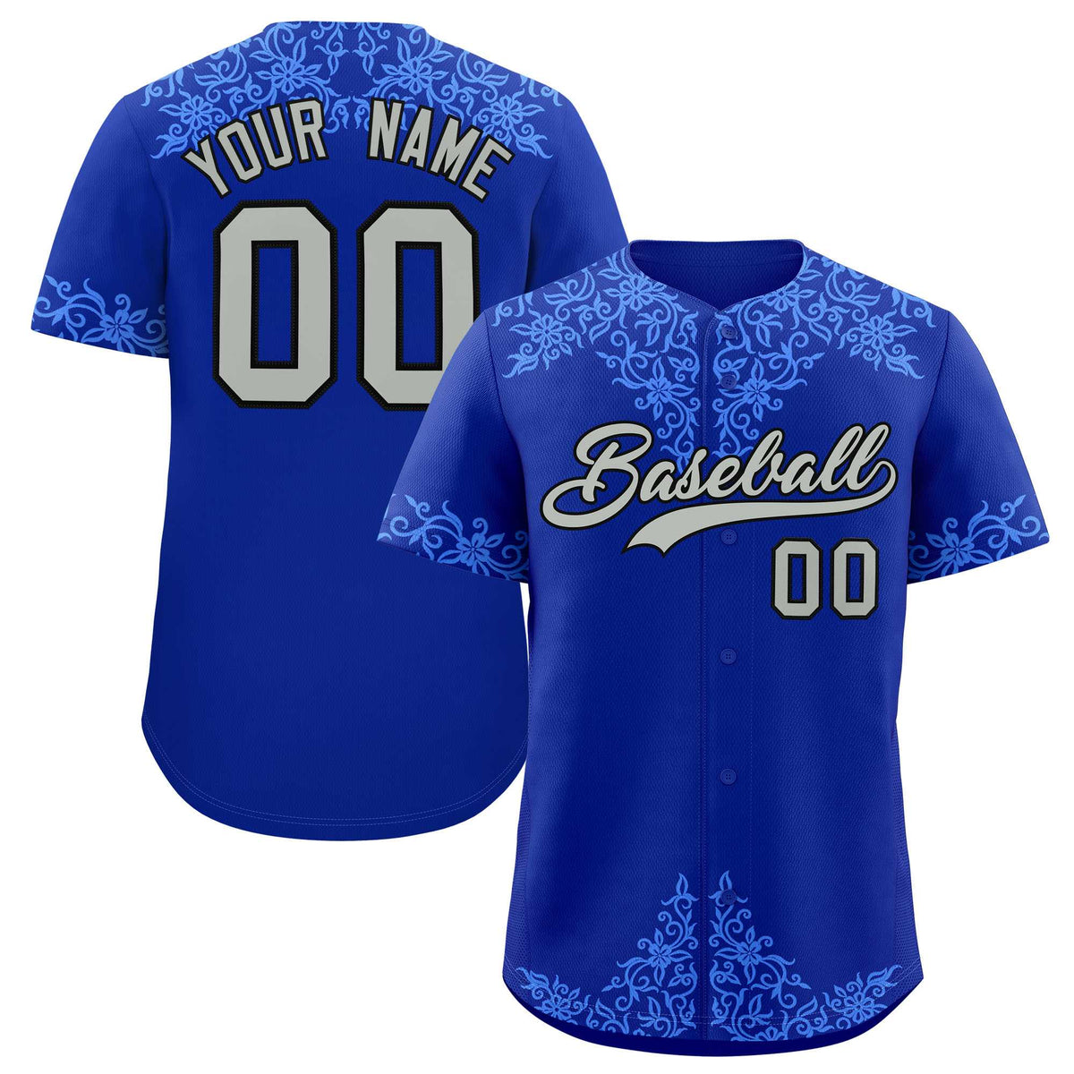 Custom Royal Powder Blue Baroque Style Personalized Baseball Jersey