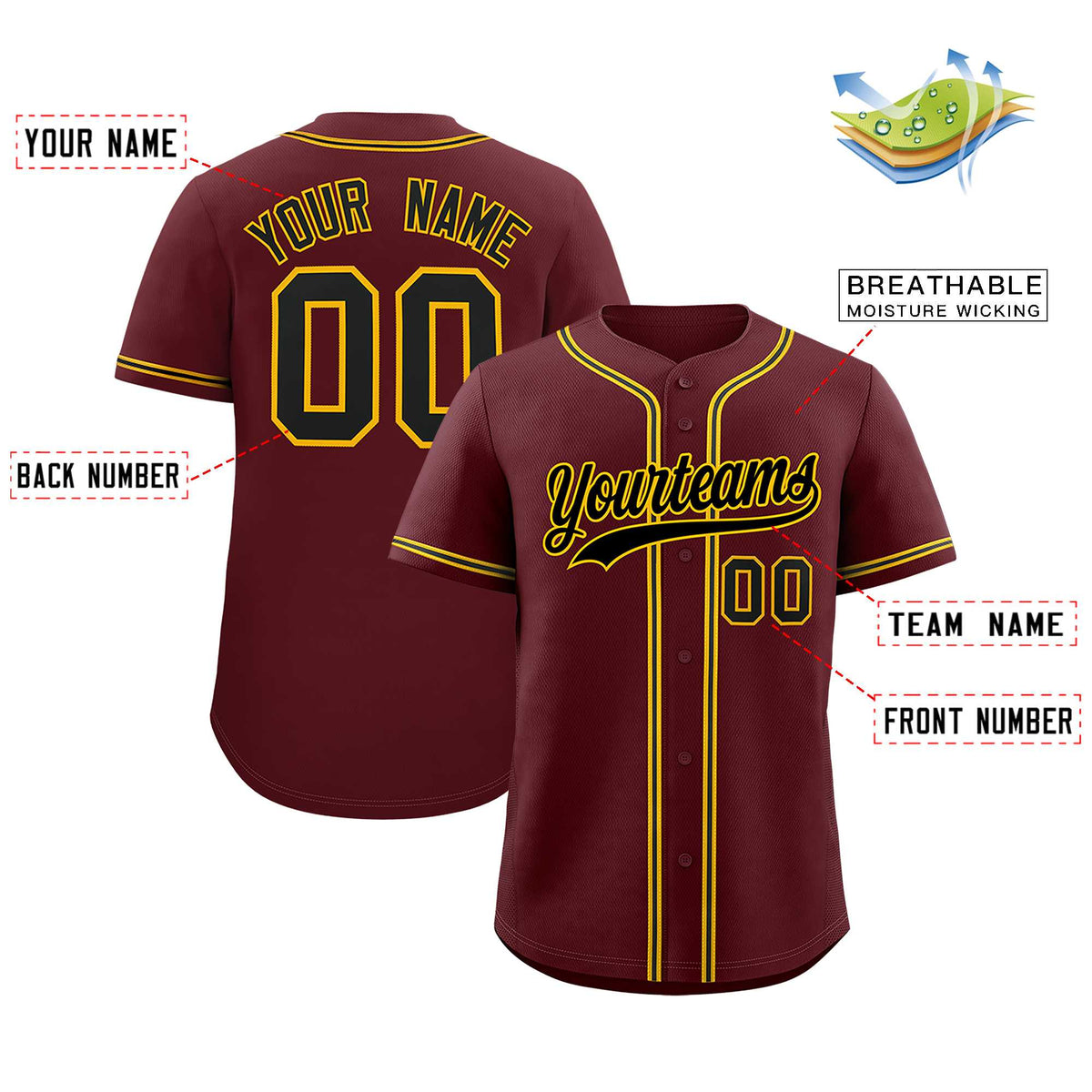 Custom Burgundy Classic Style Authentic Baseball Jersey