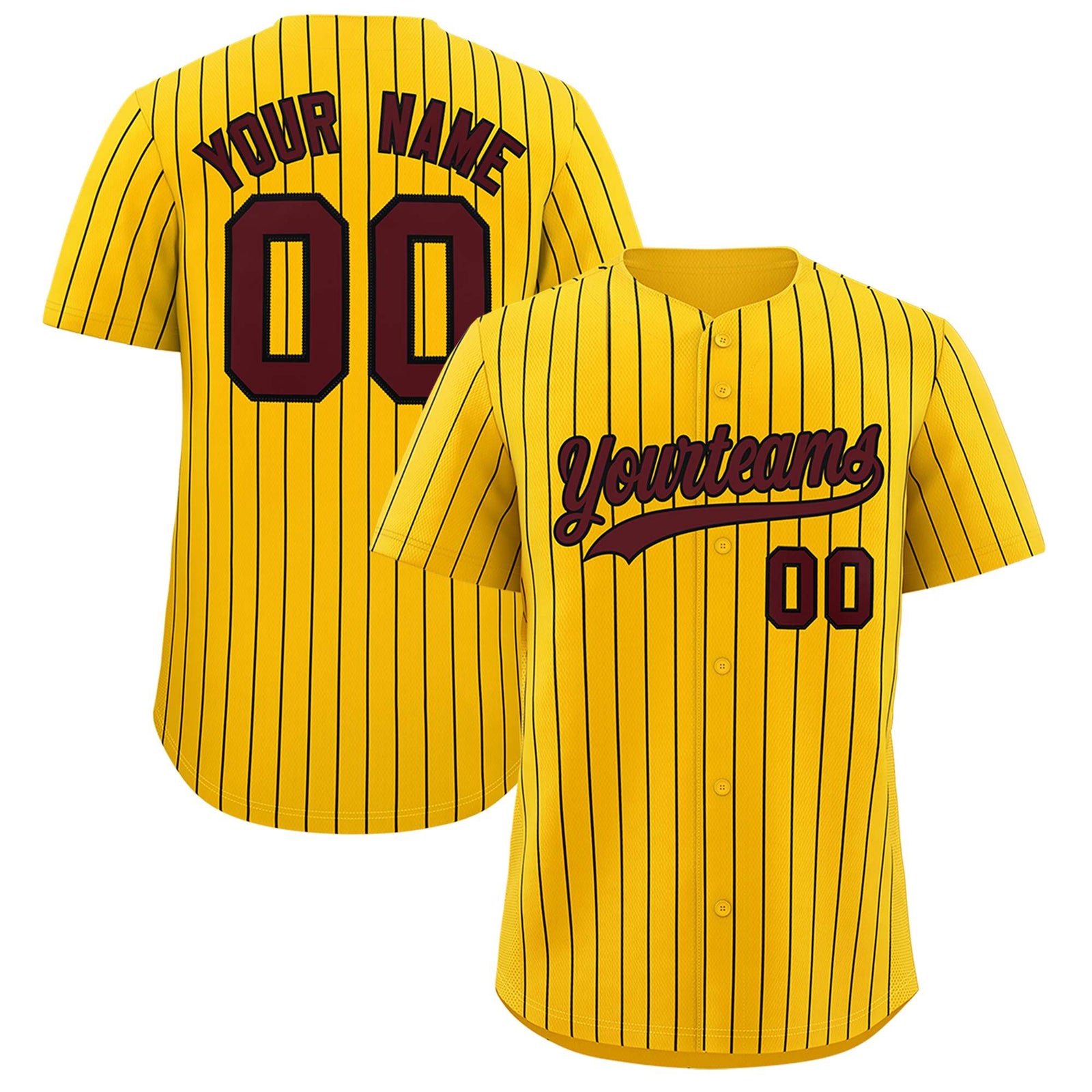 Custom Yellow Black Stripe Fashion Authentic Baseball Jersey