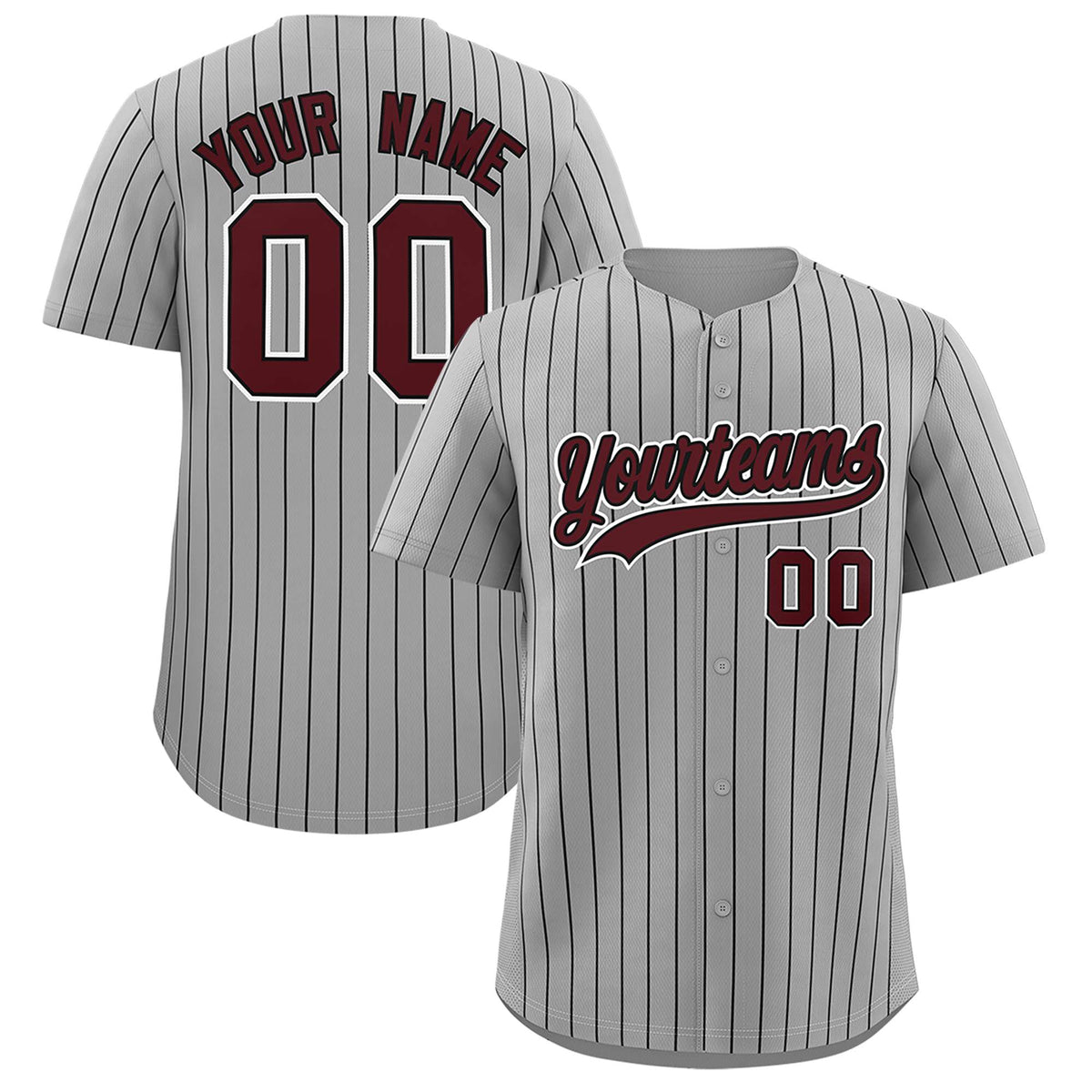 Custom Gray Black Stripe Fashion Authentic Baseball Jersey