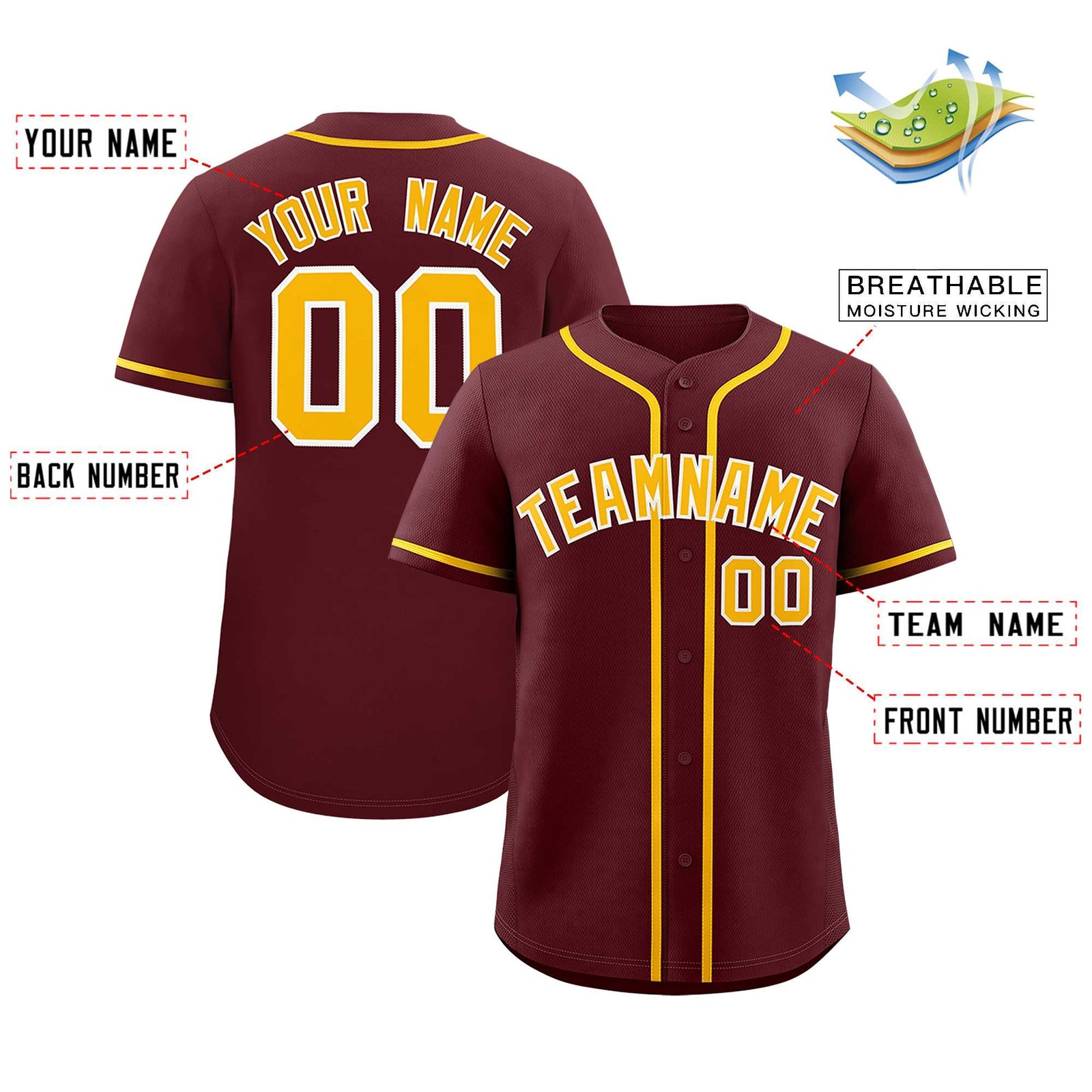 Custom Burgundy Classic Style Authentic Baseball Jersey