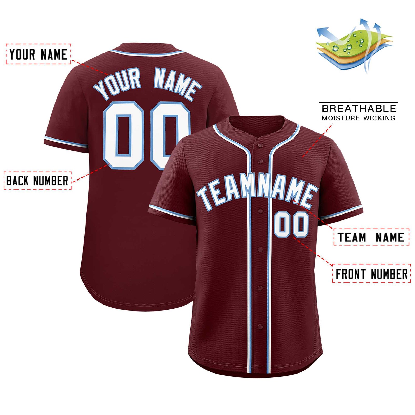 Custom Burgundy Classic Style Authentic Baseball Jersey