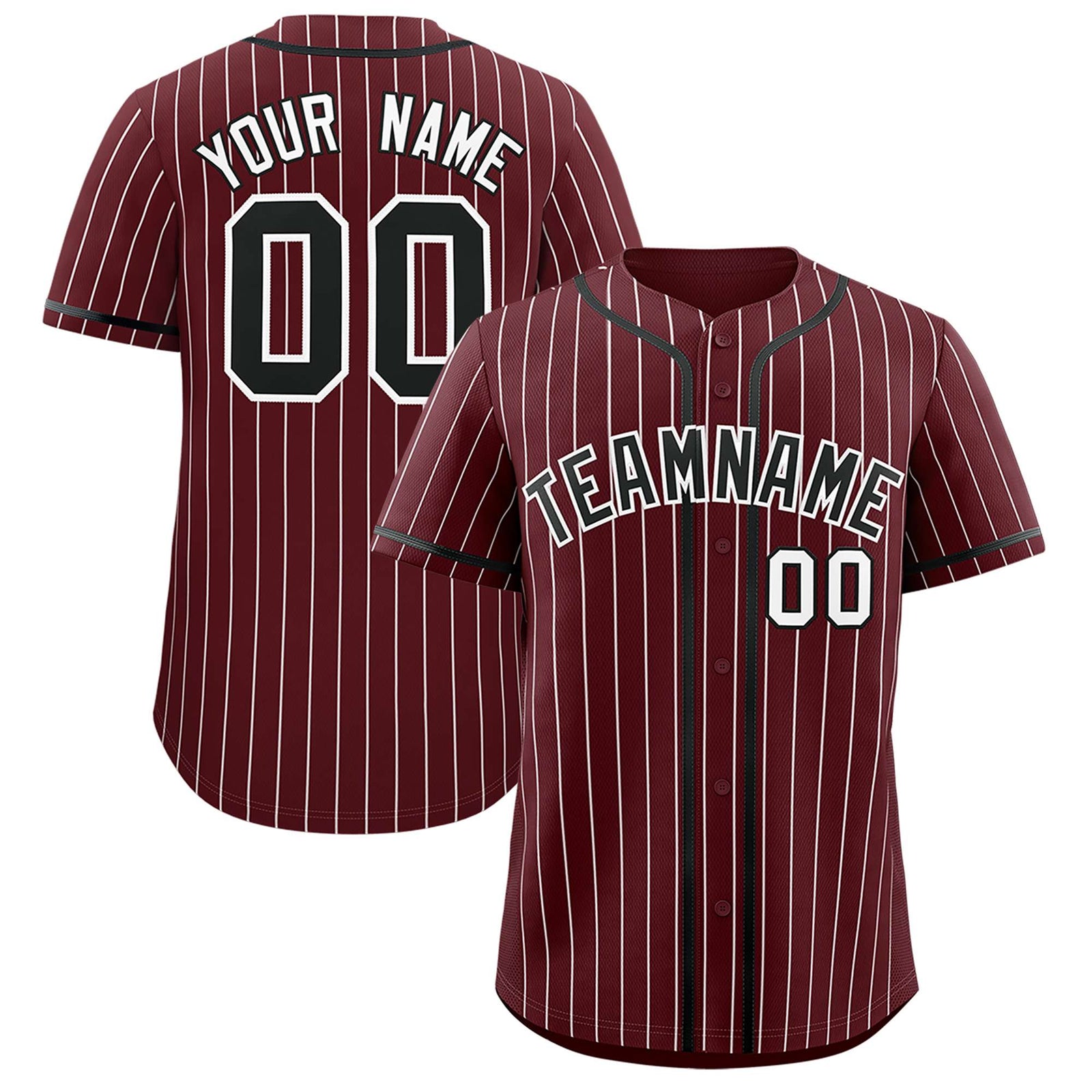 Custom Burgundy White Stripe Fashion Authentic Baseball Jersey