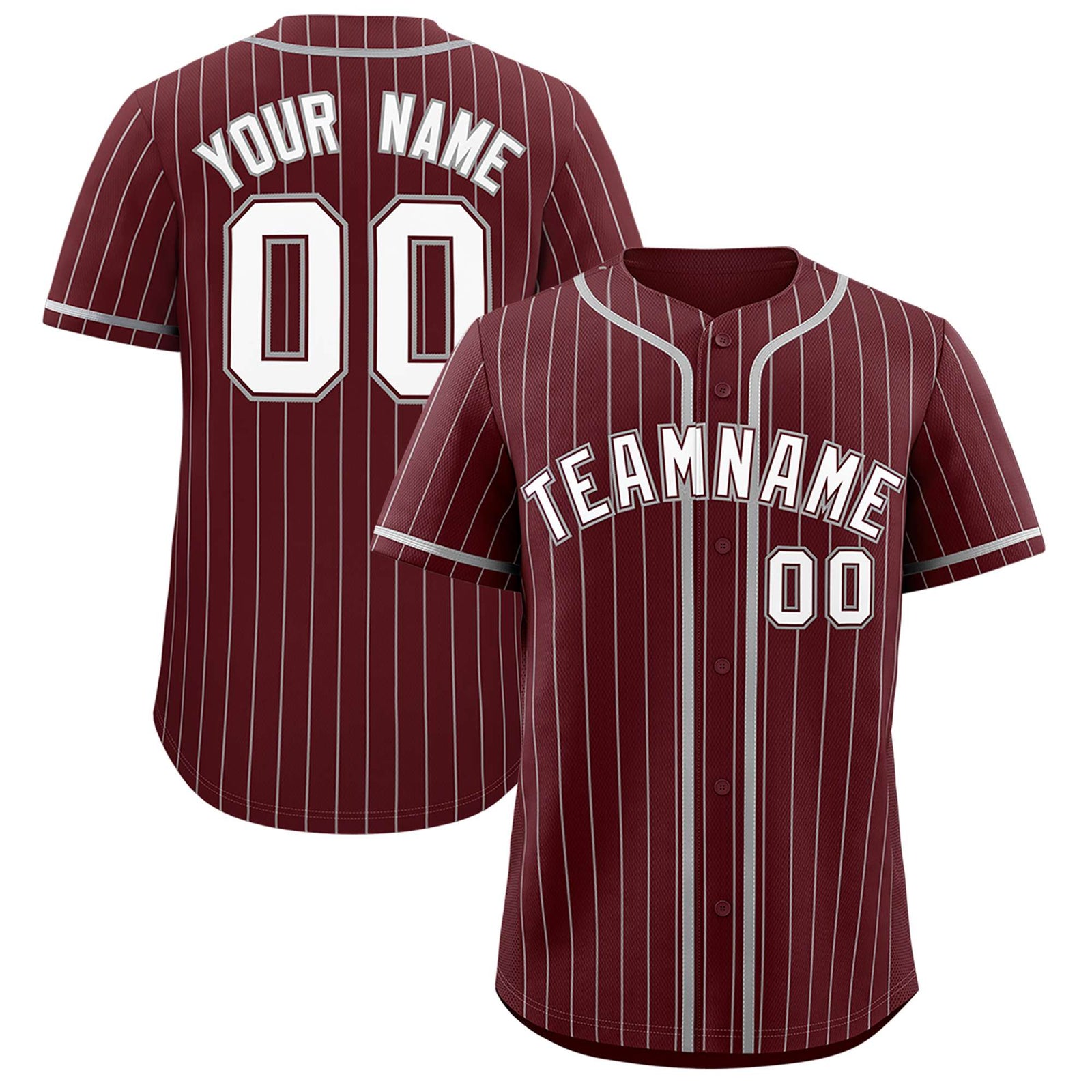 Custom Burgundy Gray Stripe Fashion Authentic Baseball Jersey