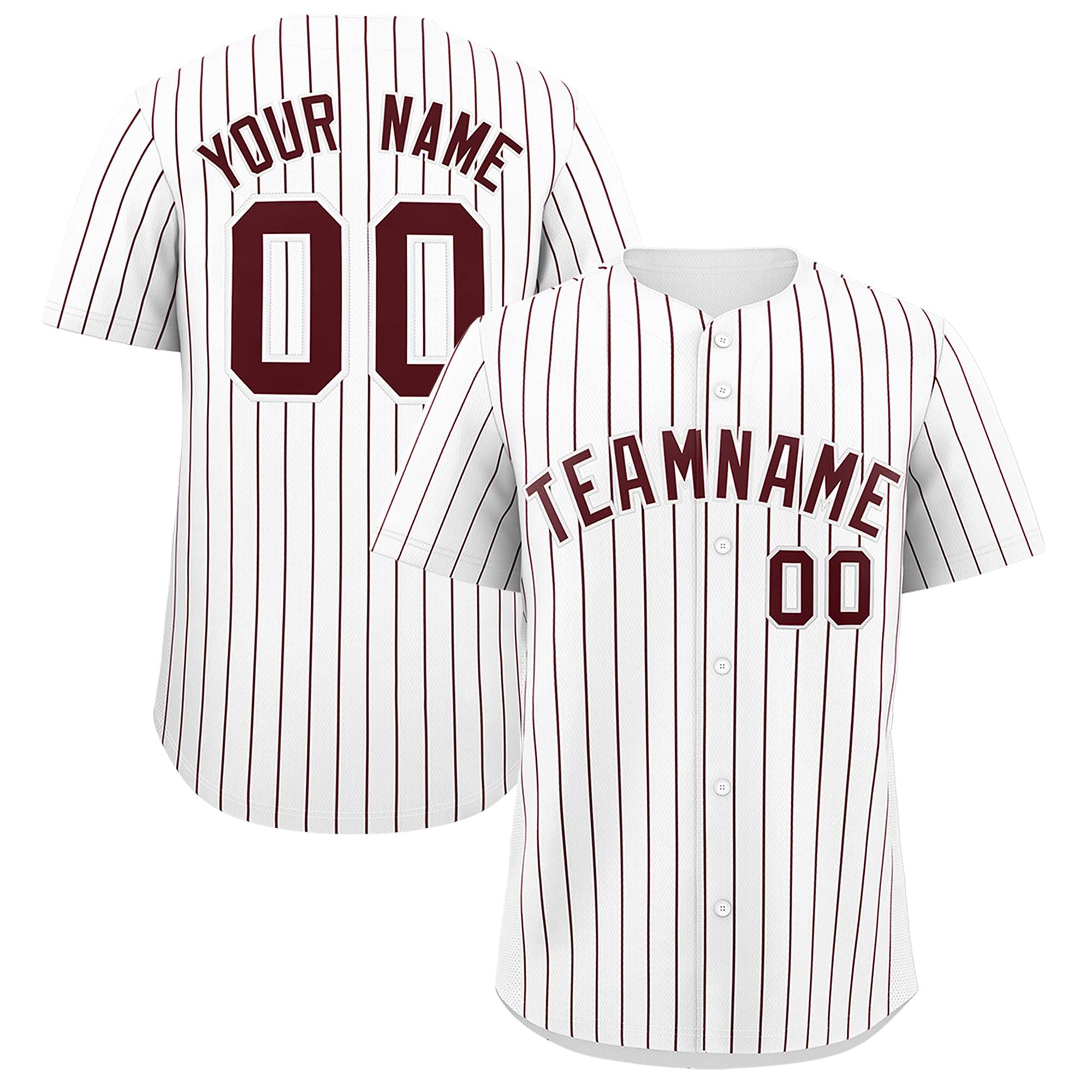Custom White Burgundy Stripe Fashion Authentic Baseball Jersey