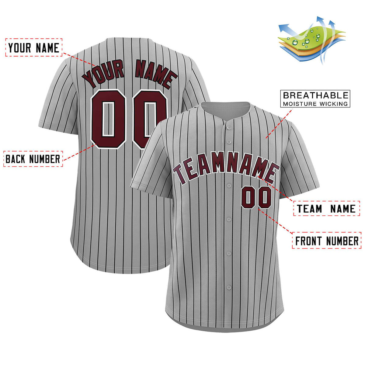 Custom Gray Black Stripe Fashion Authentic Baseball Jersey