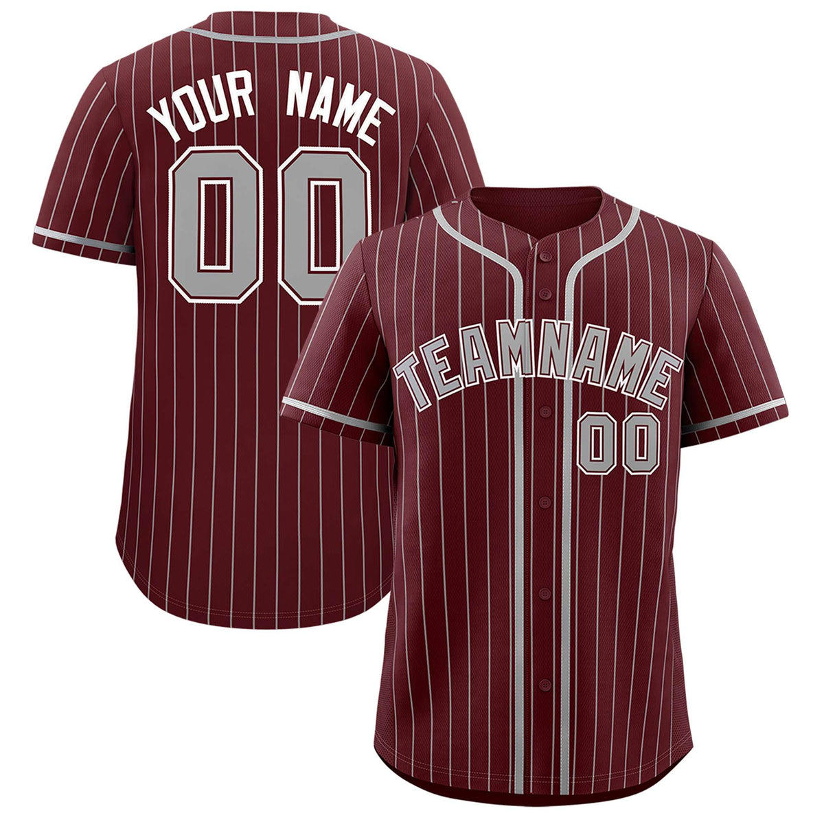 Custom Burgundy Gray Stripe Fashion Authentic Baseball Jersey