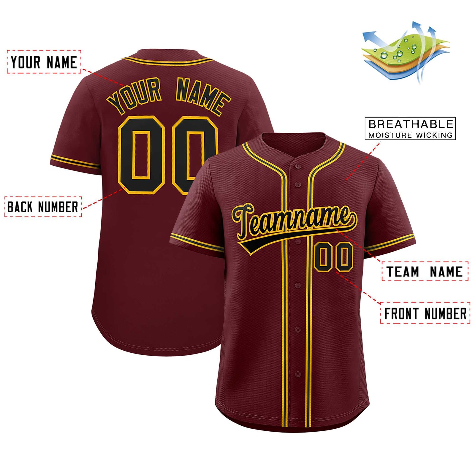 Custom Burgundy Classic Style Authentic Baseball Jersey