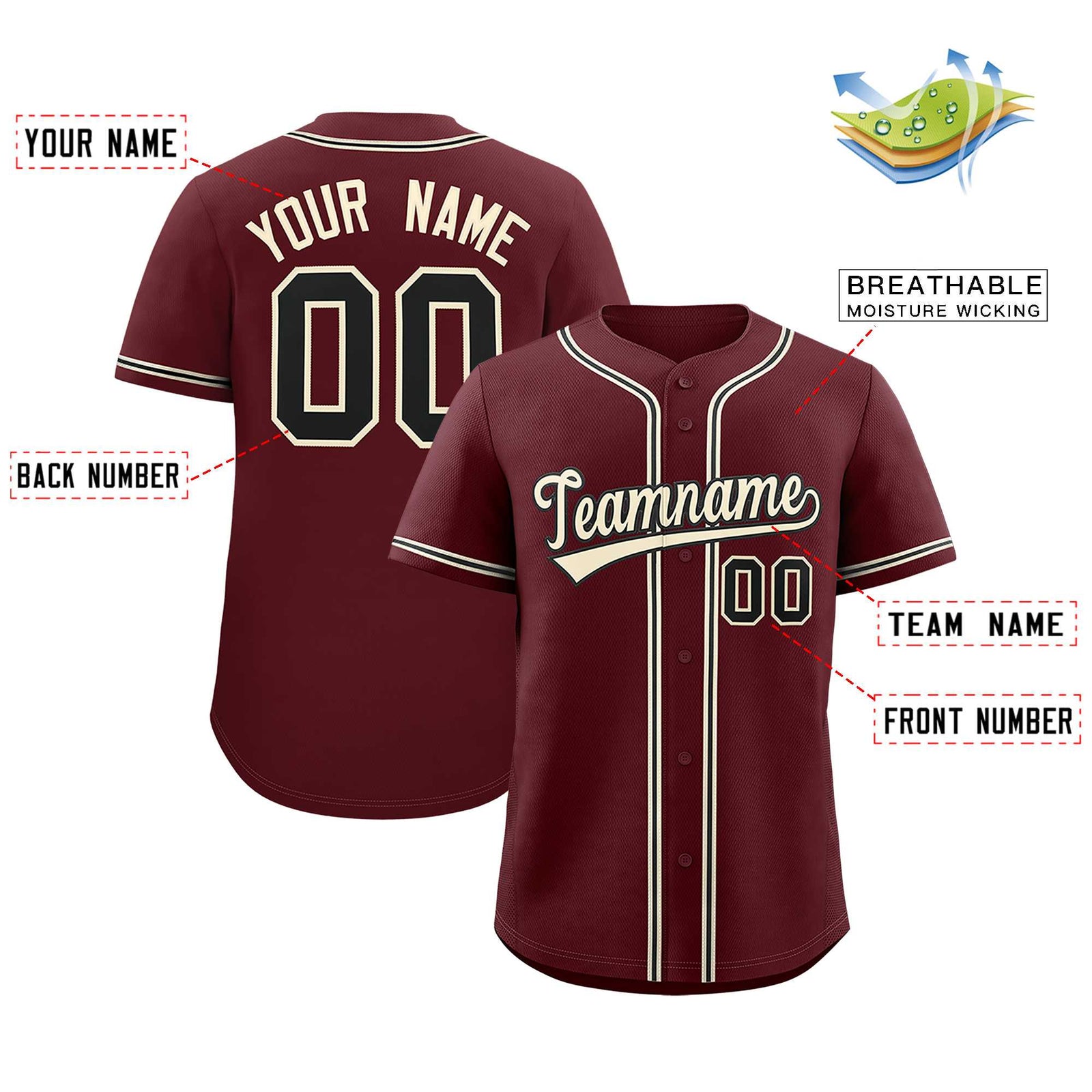 Custom Burgundy Classic Style Authentic Baseball Jersey