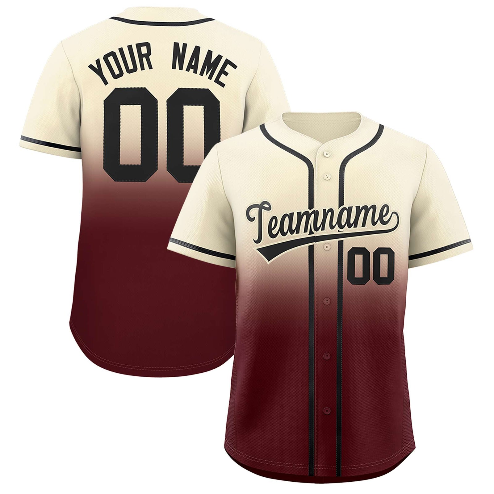 Custom Cream Burgundy Gradient Fashion Authentic Baseball Jersey