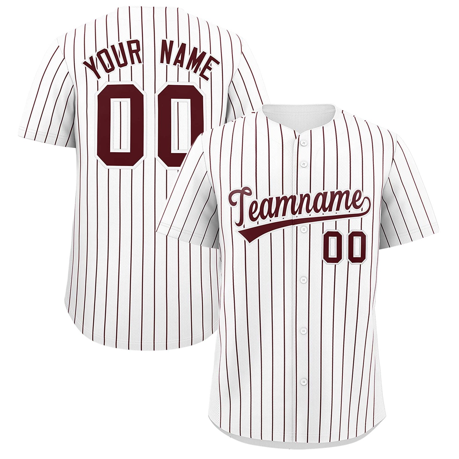 Custom White Burgundy Stripe Fashion Authentic Baseball Jersey