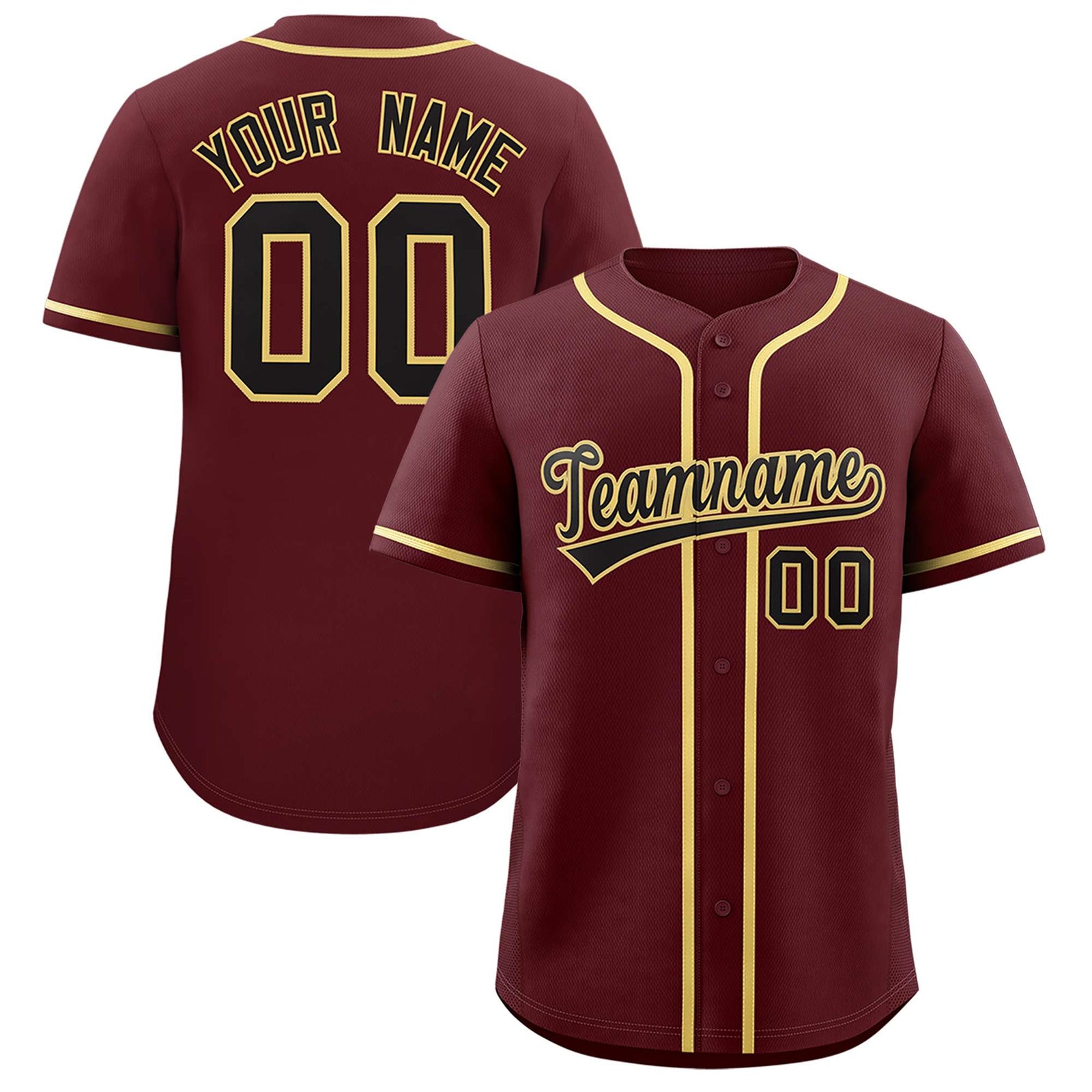 Custom Burgundy Classic Style Authentic Baseball Jersey