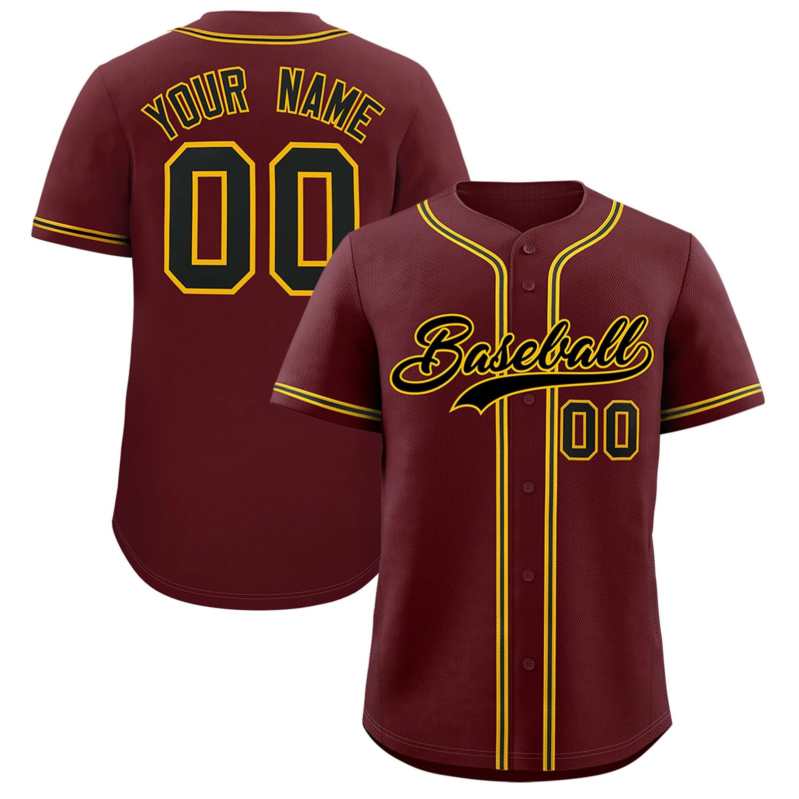 Custom Burgundy Classic Style Authentic Baseball Jersey