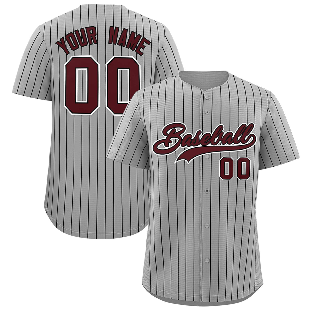 Custom Gray Black Stripe Fashion Authentic Baseball Jersey
