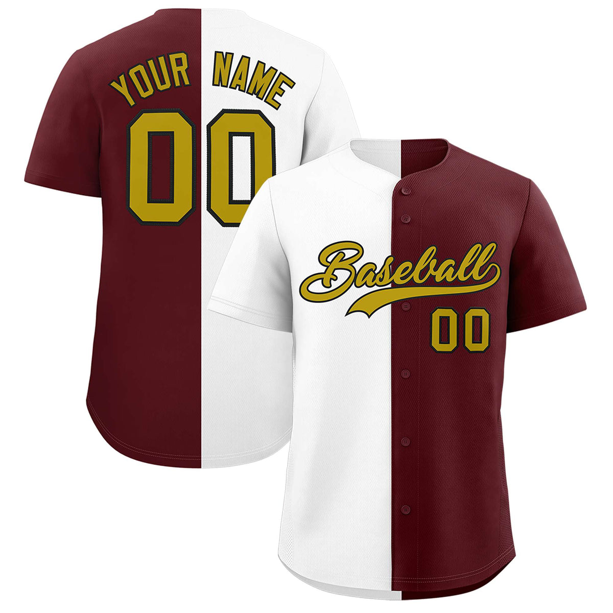 Custom White Burgundy Two Tone Striped Fashion Authentic Baseball Jersey