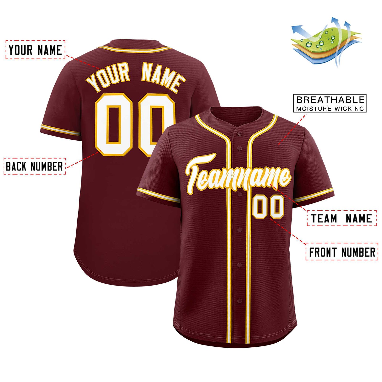 Custom Burgundy Classic Style Authentic Baseball Jersey