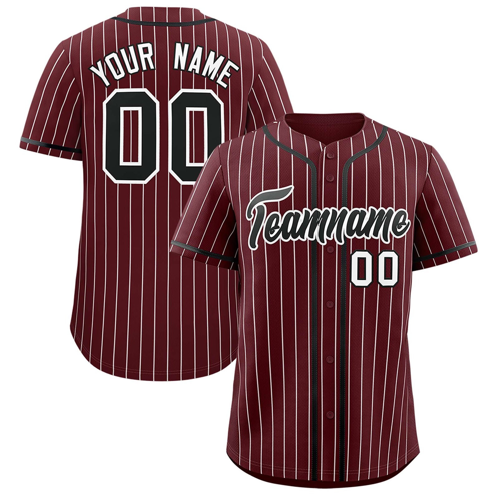 Custom Burgundy White Stripe Fashion Authentic Baseball Jersey