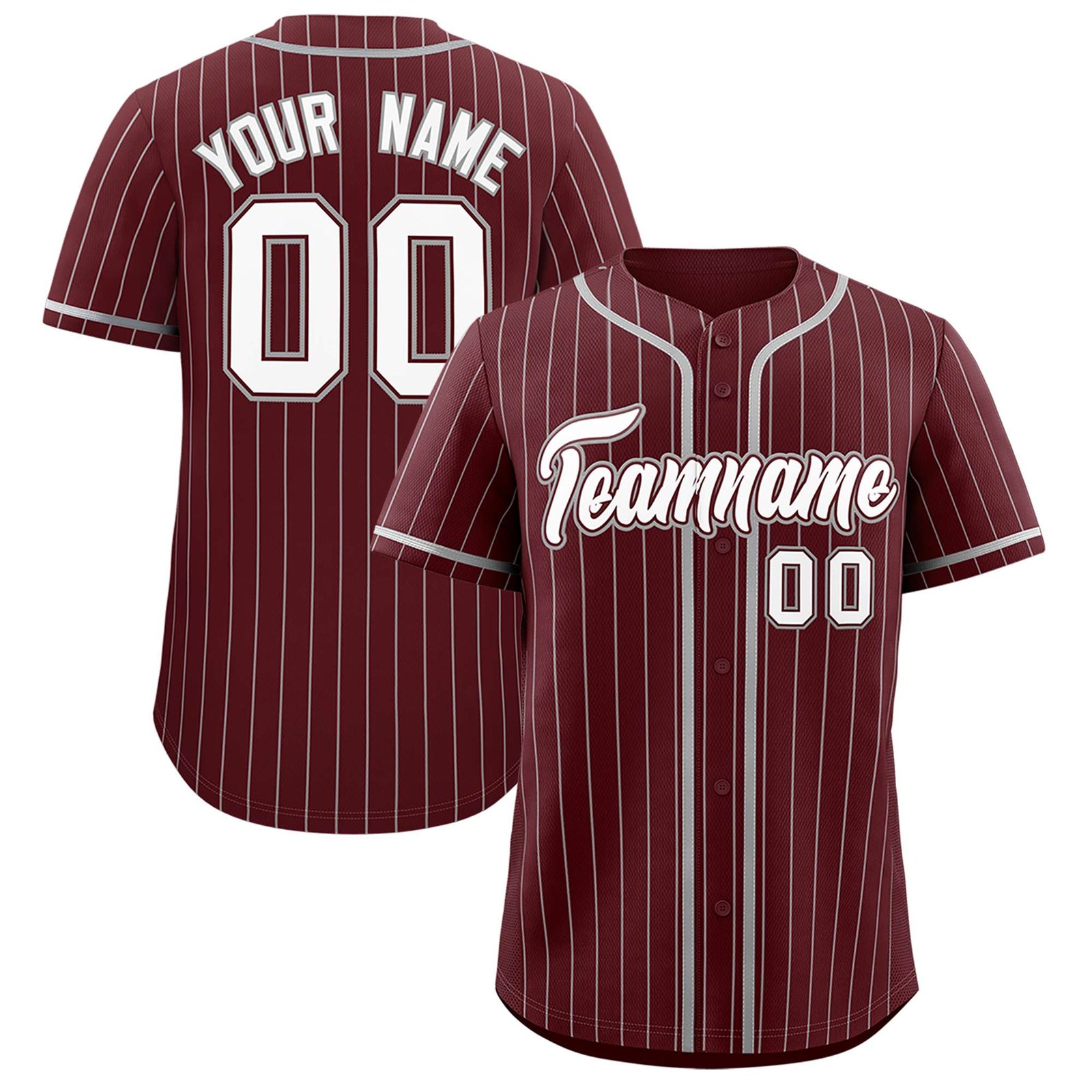 Custom Burgundy Gray Stripe Fashion Authentic Baseball Jersey