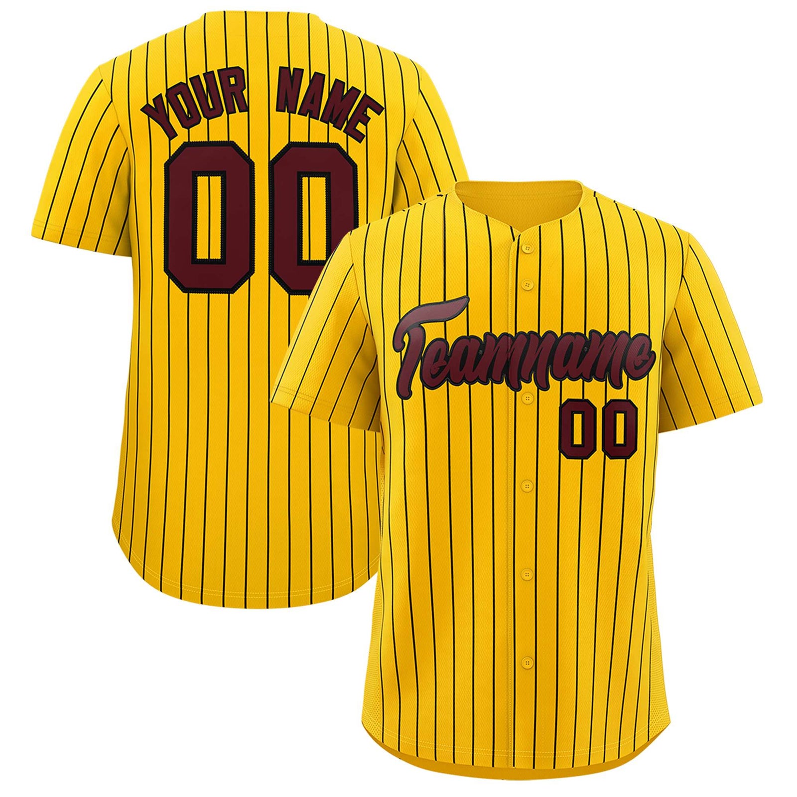 Custom Yellow Black Stripe Fashion Authentic Baseball Jersey