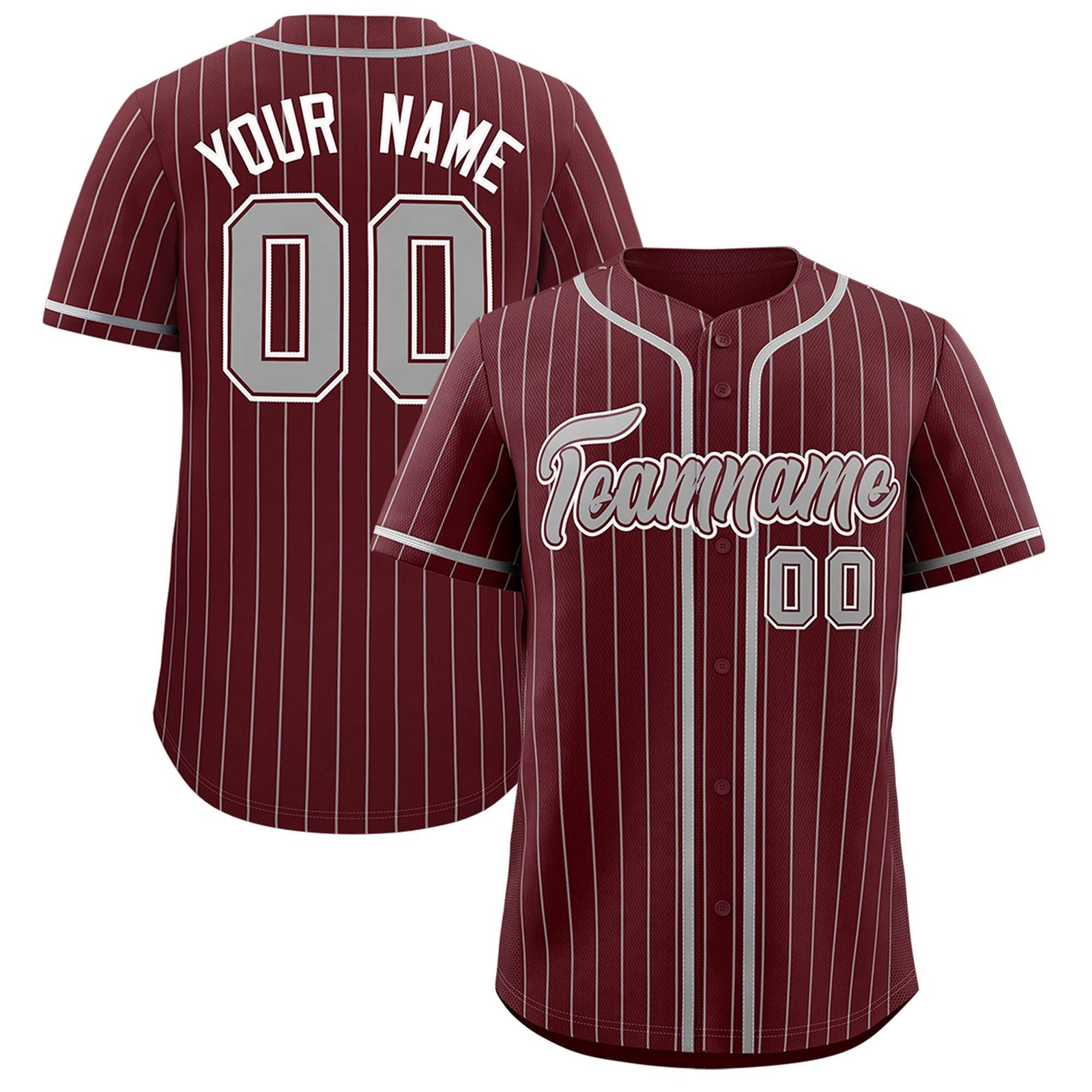 Custom Burgundy Gray Stripe Fashion Authentic Baseball Jersey