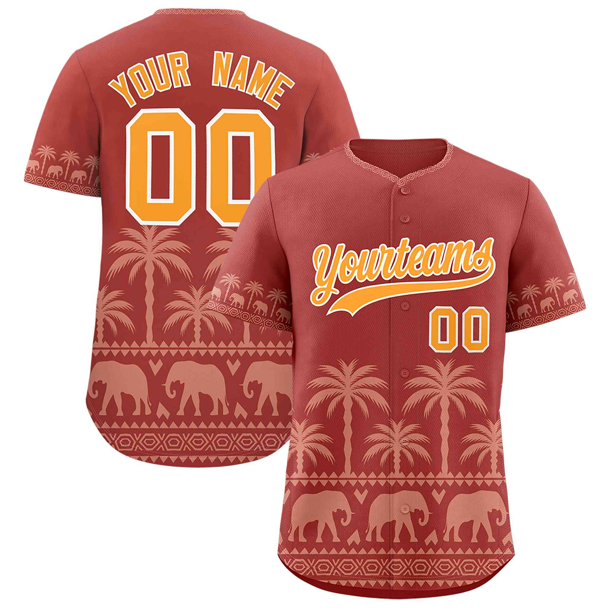 Custom Red Teabrown Graffiti Pattern Personalized Bossinia Style Authentic Baseball Jersey
