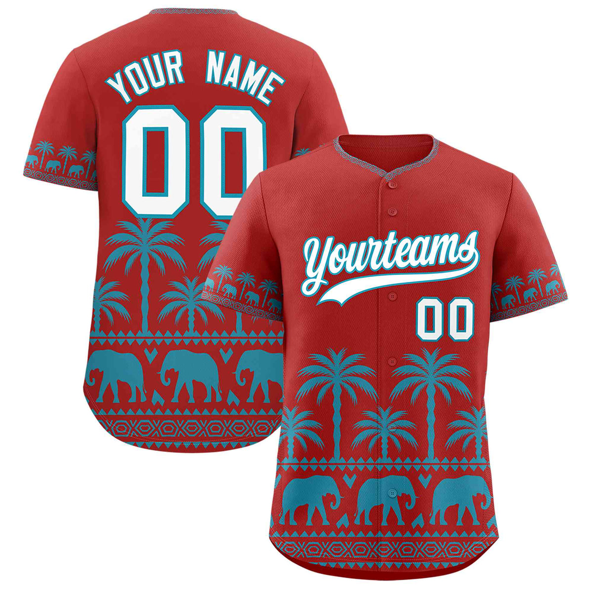 Custom Red Teal Graffiti Pattern Personalized Bossinia Style Authentic Baseball Jersey