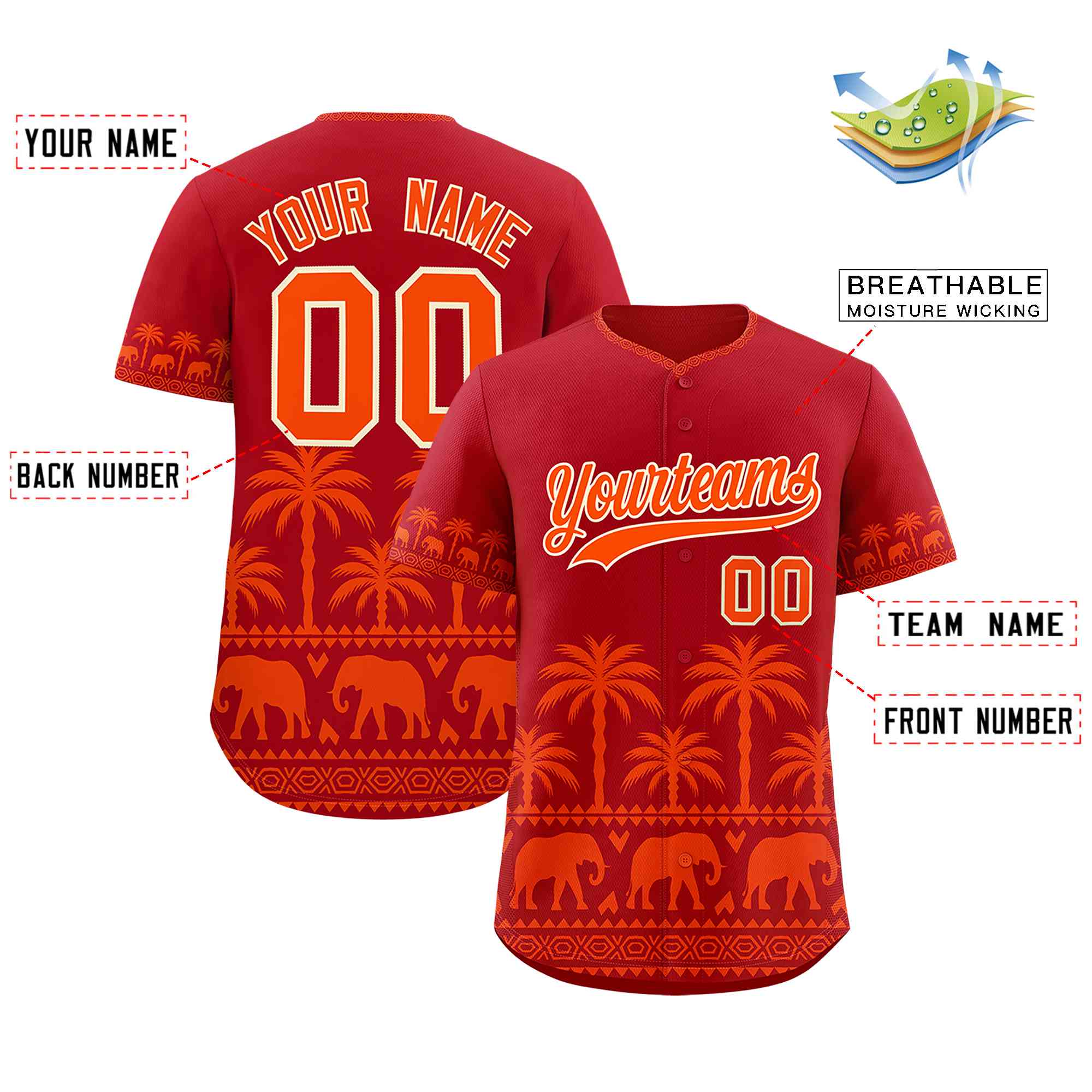 Custom Red Orange Graffiti Pattern Personalized Bossinia Style Authentic Baseball Jersey