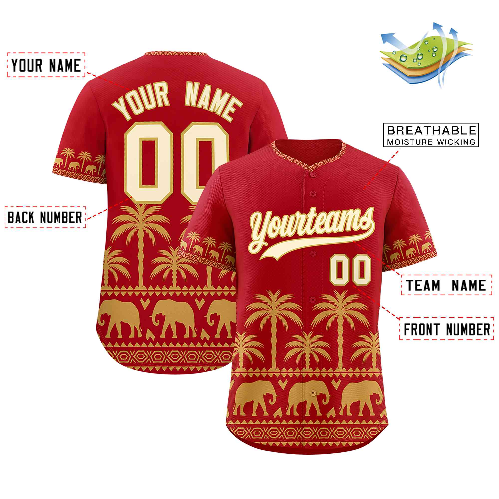 Custom Red Old Gold Graffiti Pattern Personalized Bossinia Style Authentic Baseball Jersey