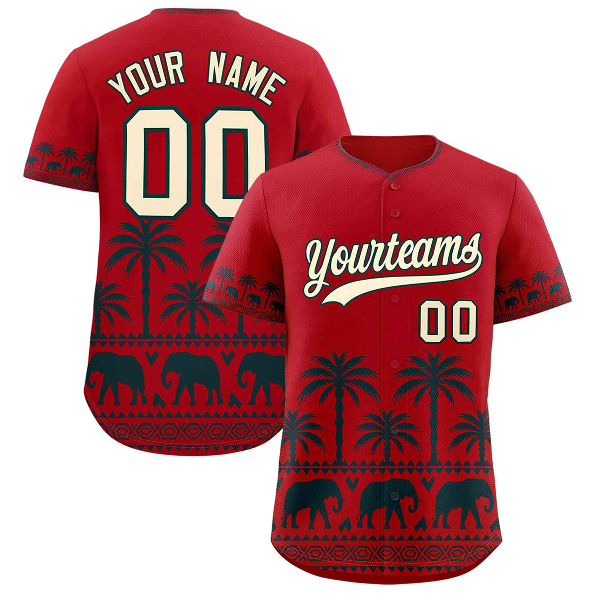 Custom Red Midnight Green Graffiti Pattern Personalized Bossinia Style Authentic Baseball Jersey
