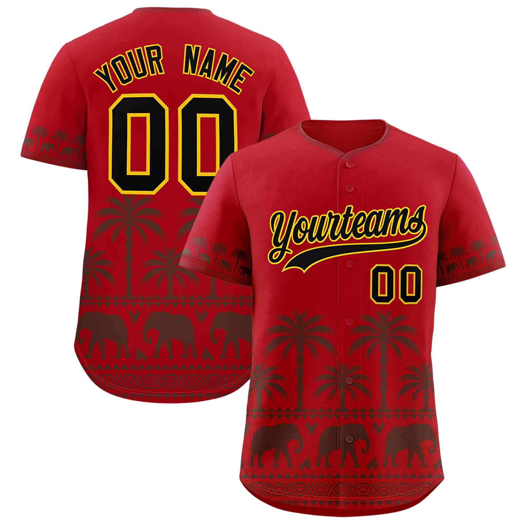 Custom Red Light Brown Graffiti Pattern Personalized Bossinia Style Authentic Baseball Jersey