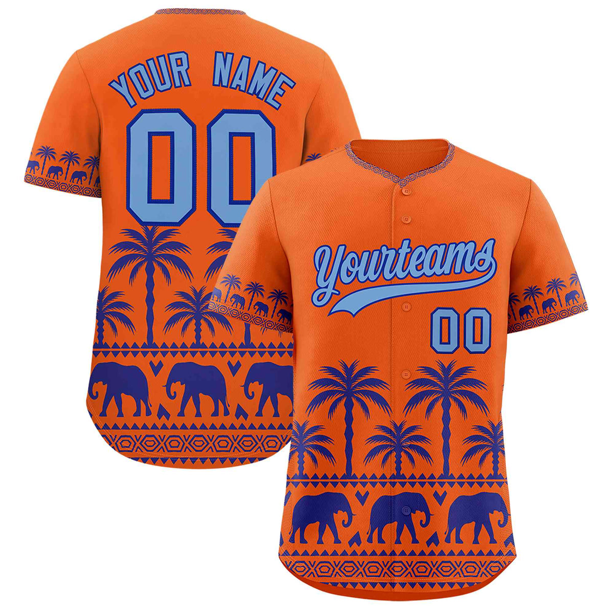 Custom Orange Royal Graffiti Pattern Personalized Bossinia Style Authentic Baseball Jersey