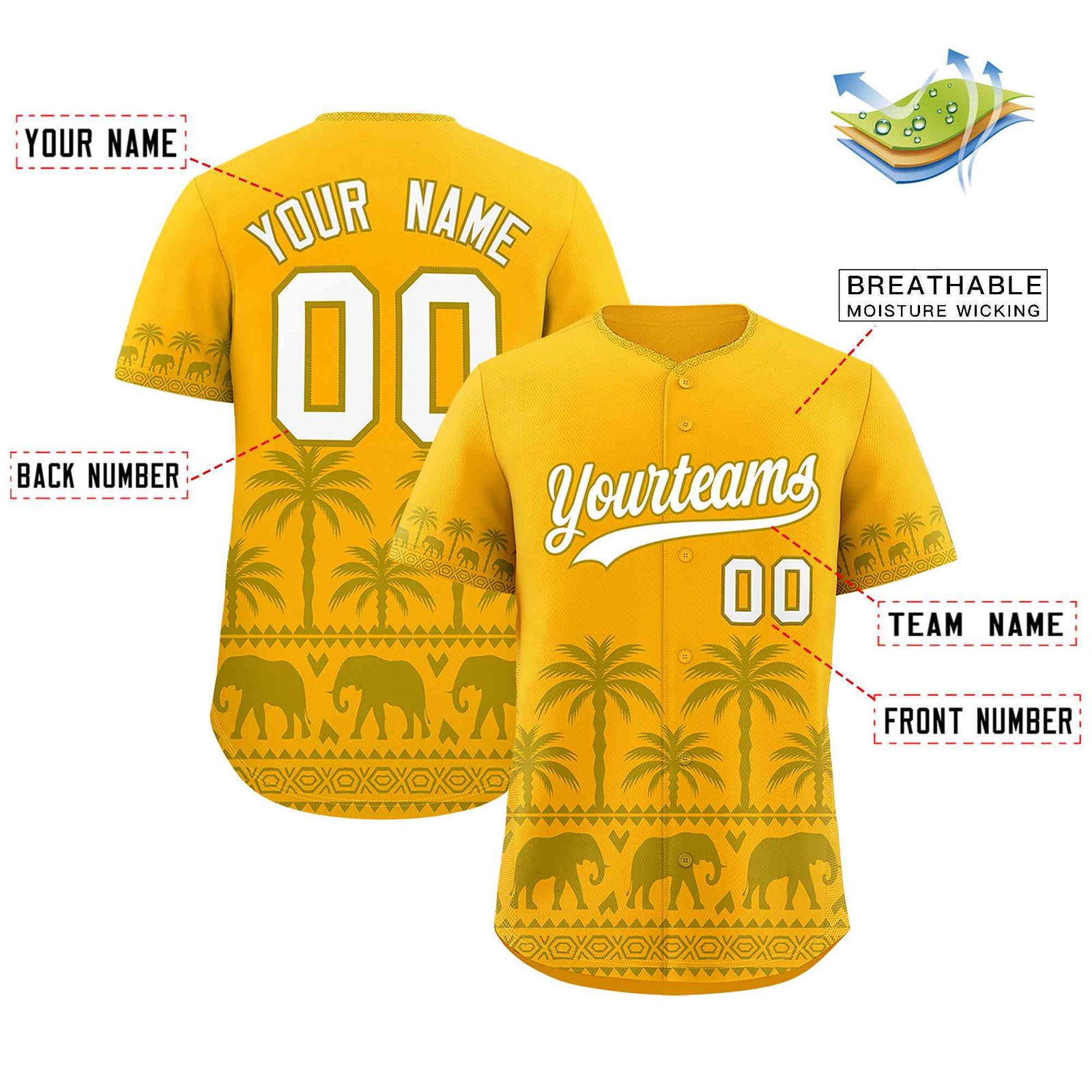 Custom Gold Old Gold Graffiti Pattern Personalized Bossinia Style Authentic Baseball Jersey